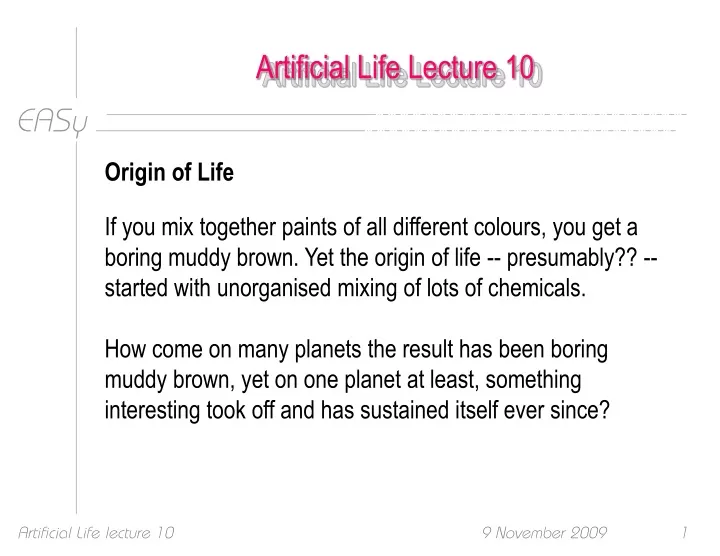 artificial life lecture 10