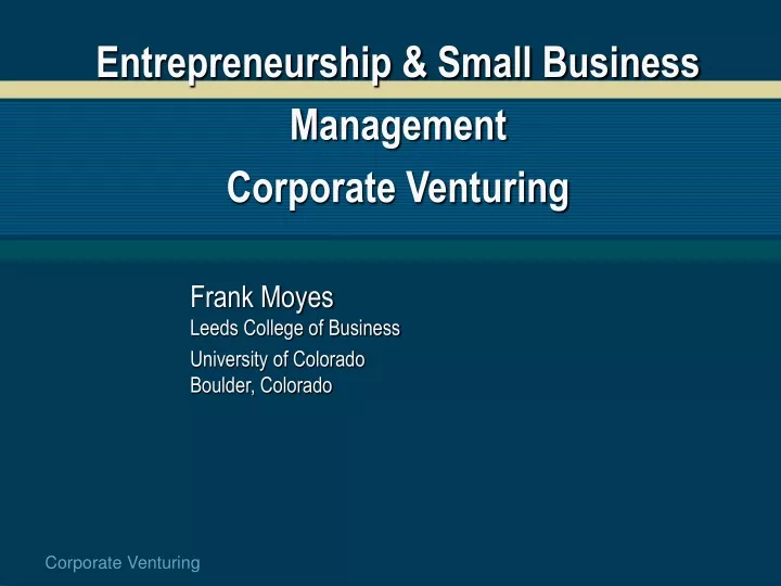 entrepreneurship small business management corporate venturing