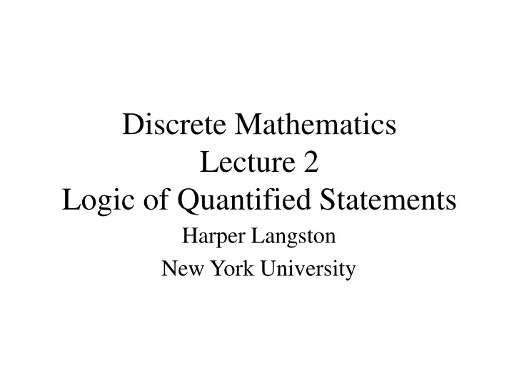 discrete mathematics lecture 2 logic