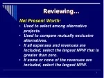 Net Present Worth in Project Evaluation - slide 1