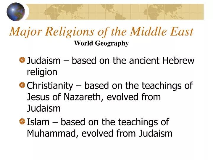 major religions of the middle east world geography