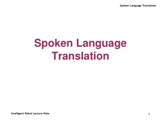 Spoken Language Translation