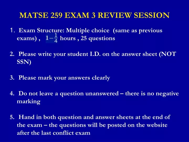 matse 259 exam 3 review session