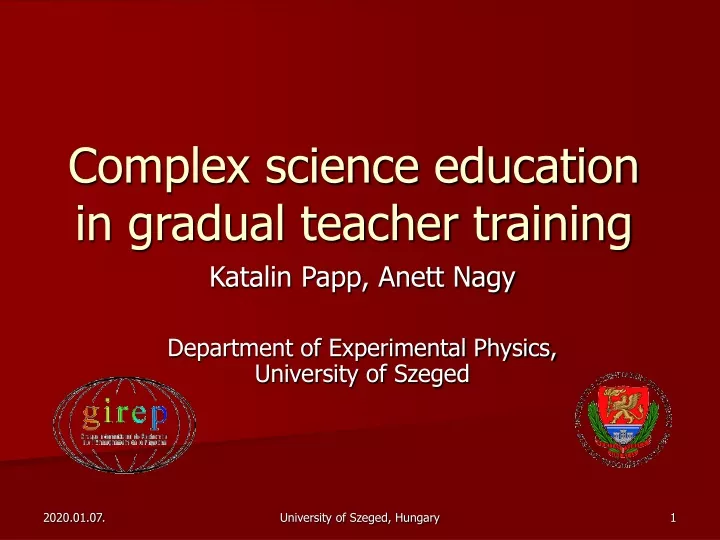 complex science education in gradual teacher training