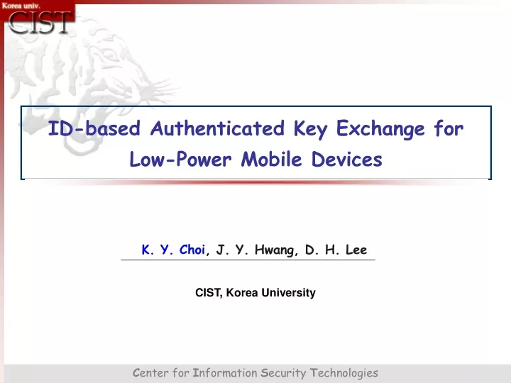 id based authenticated key exchange for low power mobile devices