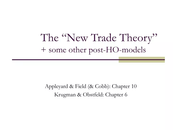 the new trade theory some other post ho models