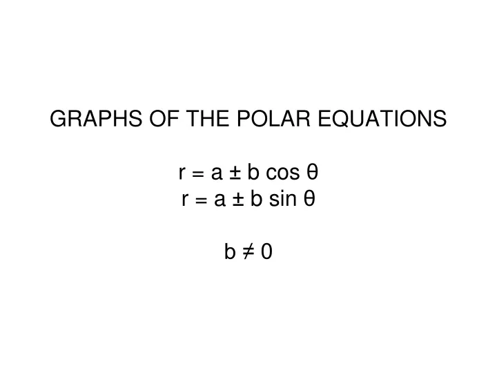 graphs of the polar equations r a b cos r a b sin b 0