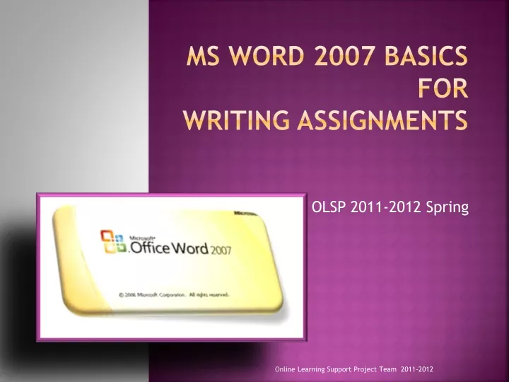 ms word 2007 basics for writing assignments