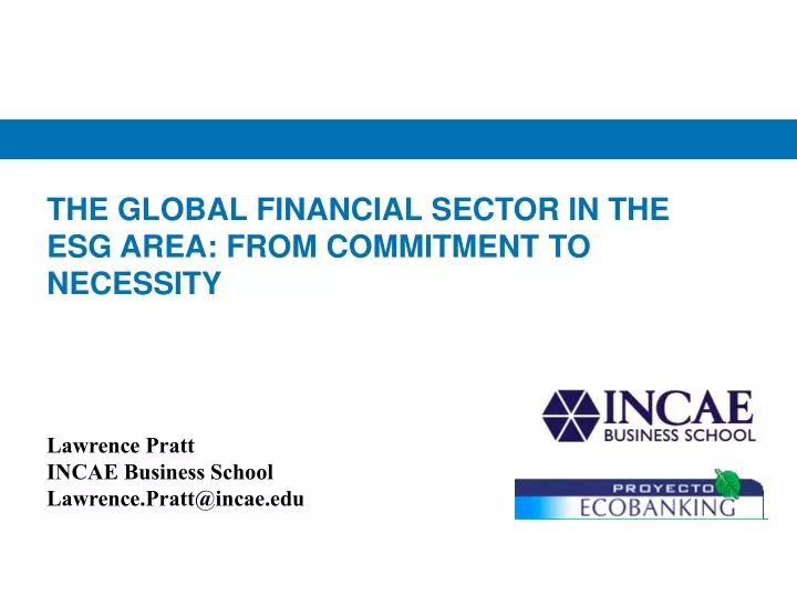the global financial sector in the esg area from commitment to necessity