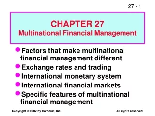 CHAPTER 27 Multinational Financial Management