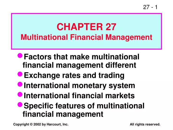 chapter 27 multinational financial management