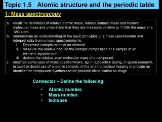 Topic 1.5	Atomic structure and the periodic table