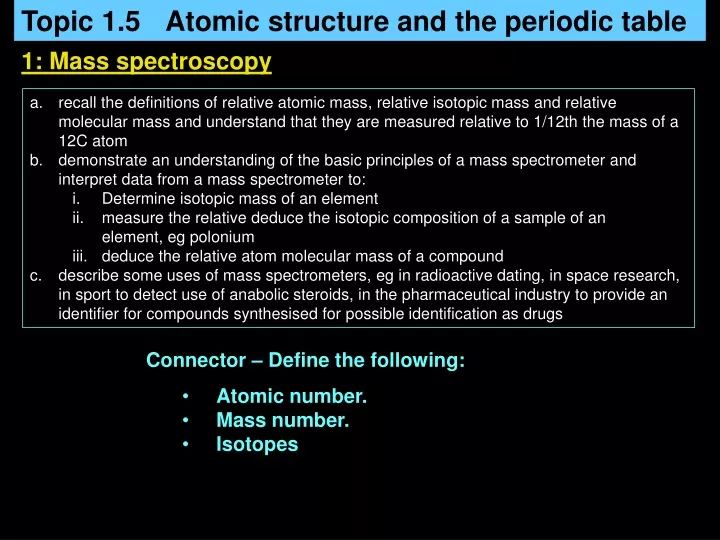 topic 1 5 atomic structure and the periodic table