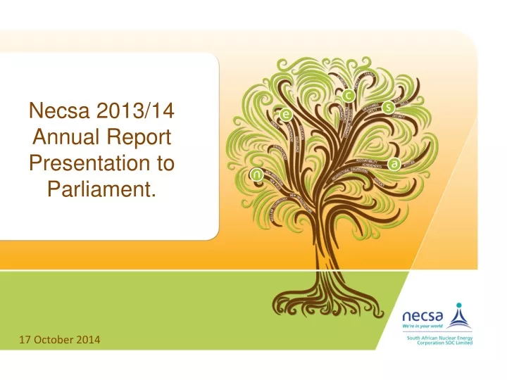 necsa 2013 14 annual r eport presentation to parliament