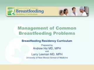 Management of Common Breastfeeding Problems