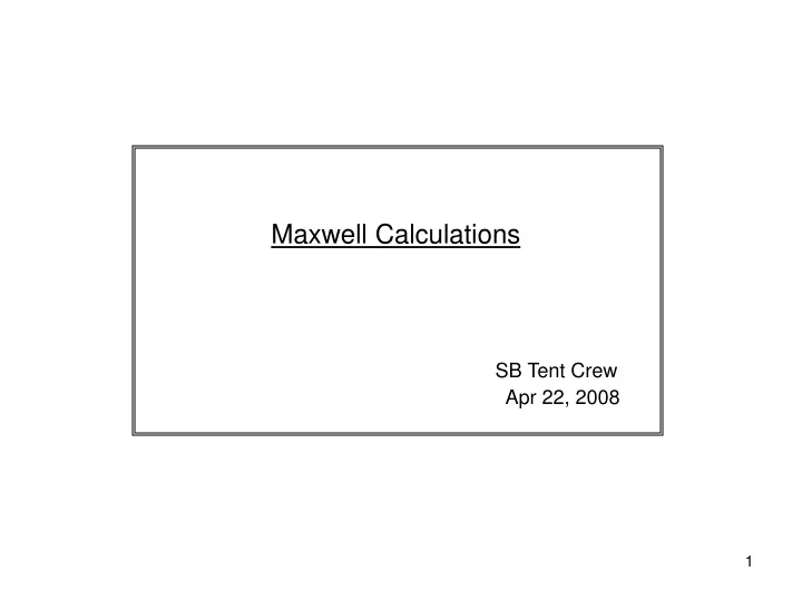 maxwell calculations