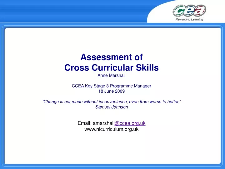 assessment of cross curricular skills anne