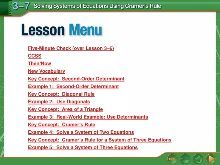 lesson menu