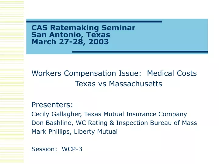 cas ratemaking seminar san antonio texas march