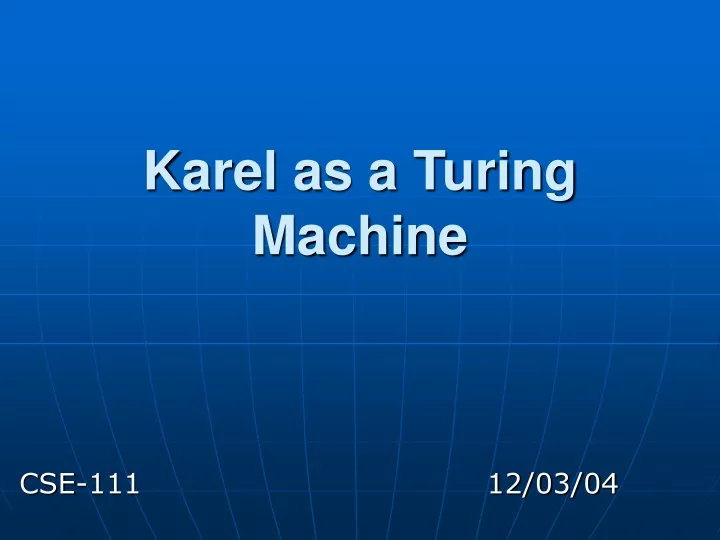 karel as a turing machine