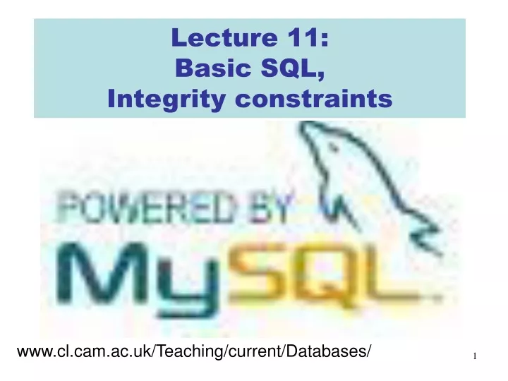 lecture 11 basic sql integrity constraints