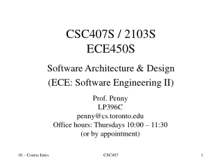 CSC407S / 2103S ECE450S