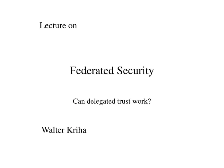 federated security