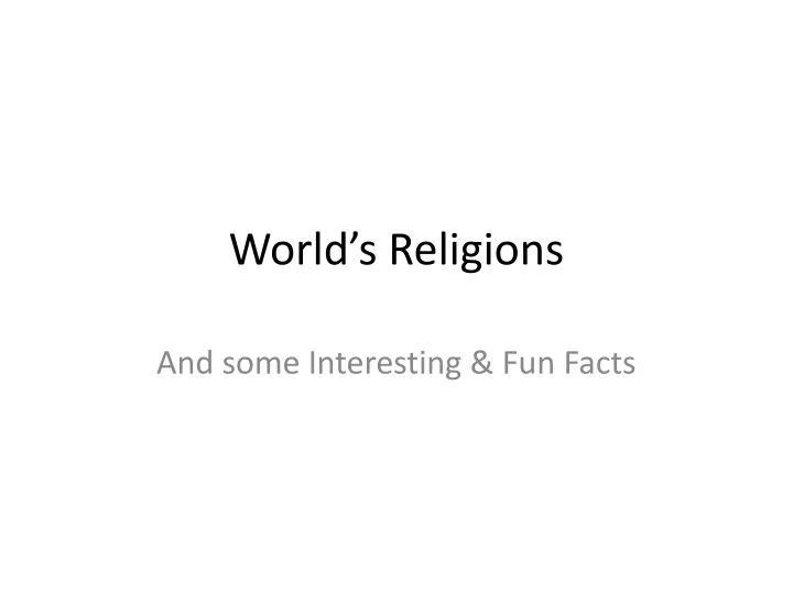 world s religions