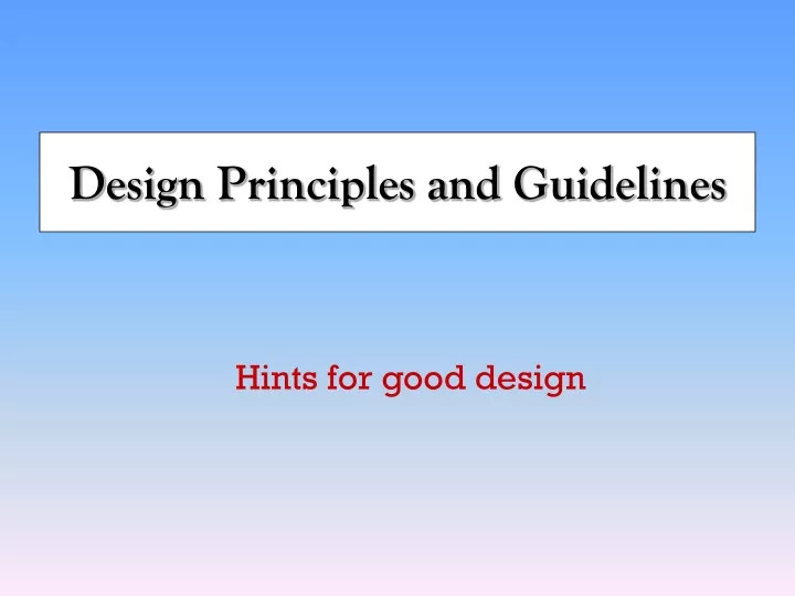 design principles and guidelines