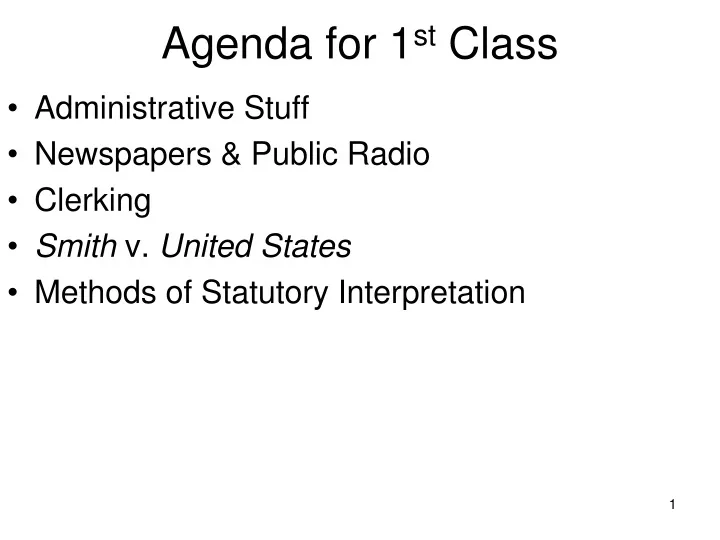 agenda for 1 st class