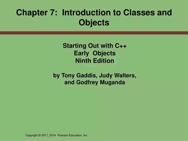 chapter 7 introduction to classes and objects