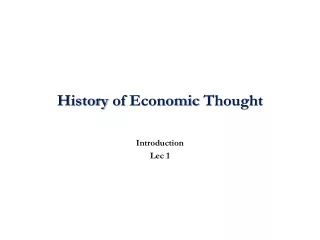 History  of  Economic Thought