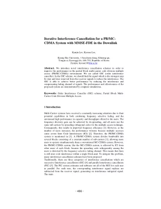 Iterative Interference Cancellation for a PB/MC-CDMA System with MMSE-FDE in the Downlink