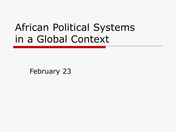 african political systems in a global context