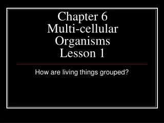 Chapter 6 Multi-cellular Organisms Lesson 1