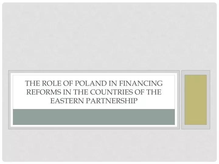 the role of poland in financing reforms in the countries of the eastern partnership