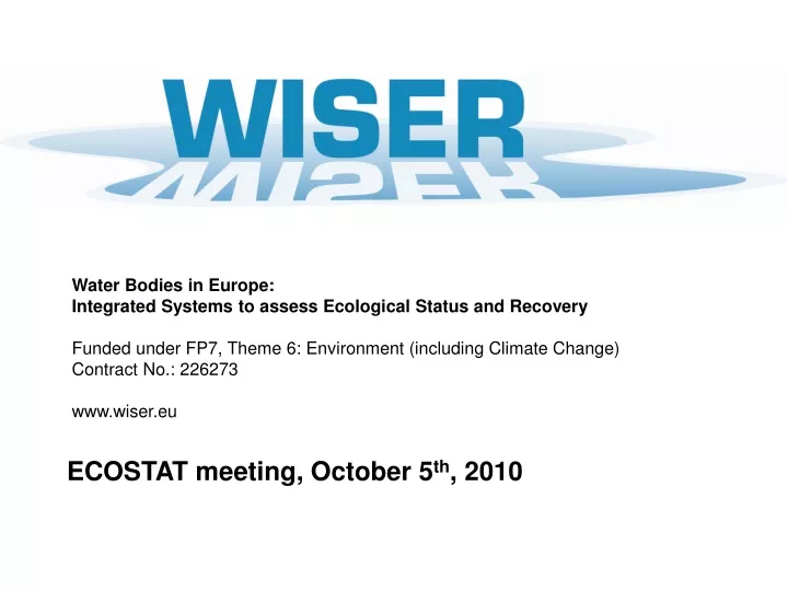 water bodies in europe integrated systems