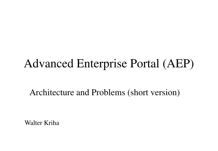 advanced enterprise portal aep
