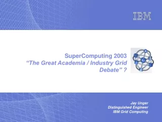 SuperComputing 2003 “The Great Academia / Industry Grid Debate” ?
