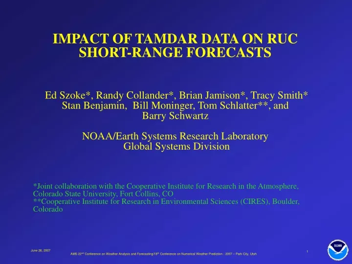 impact of tamdar data on ruc short range forecasts