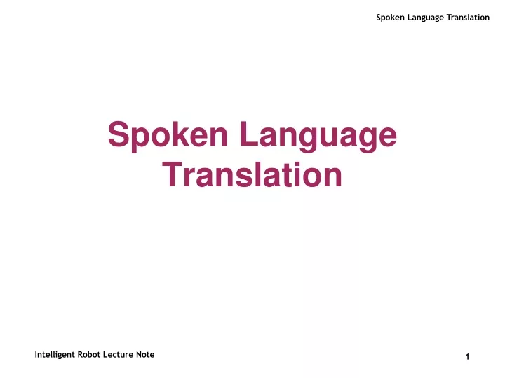 spoken language translation