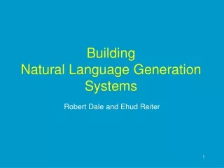Building  Natural Language Generation  Systems