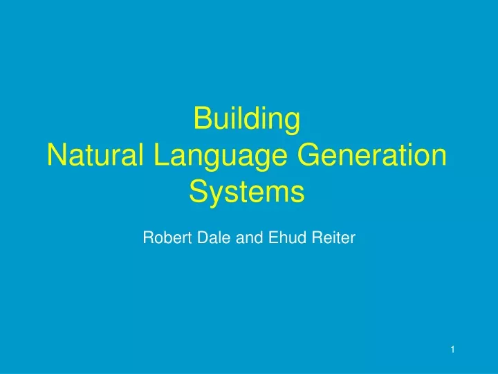 building natural language generation systems