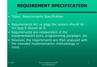 REQUIREMENT SPECIFICATION
