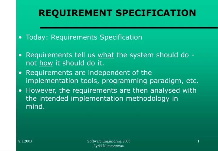 requirement specification