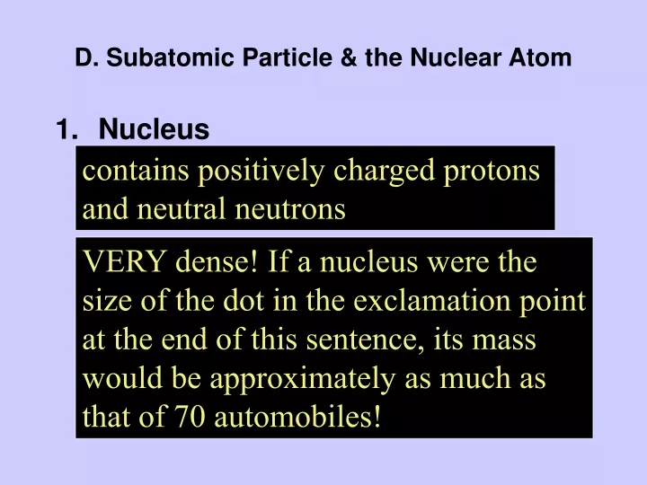d subatomic particle the nuclear atom