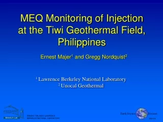 MEQ Monitoring of Injection  at the Tiwi Geothermal Field, Philippines