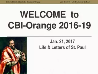 WELCOME  to CBI-Orange 2016-19