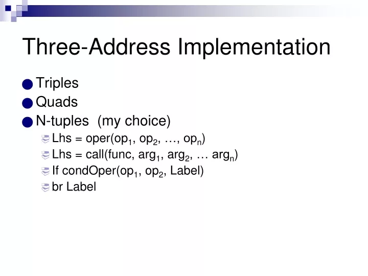 three address implementation