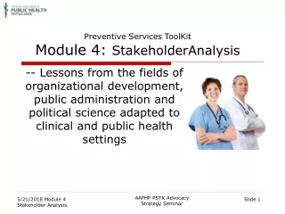 Preventive Services ToolKit Module 4:  StakeholderAnalysis